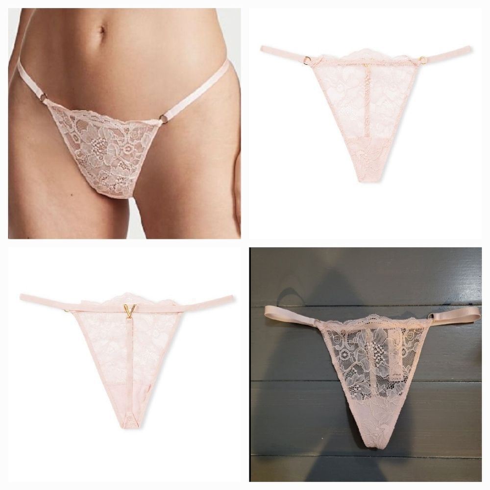 Victoria's Secret Pink VERY SEXY V-Hardware V-String Panty sz Small